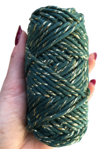 Sznurek bawełniany skręcany ZŁOTA NITKA ZIELONY 40m 3mm