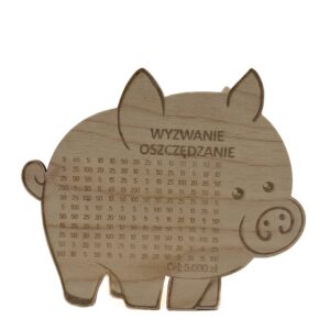 Świnka Skarbonka WYZWANIE OSZCZĘDZANIE drewno