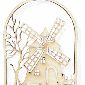 Drewniana zawieszka wiatrak młyn decoupage dekor ze sklejki ozdoba 1szt