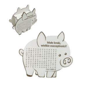 BIAŁA Świnka Skarbonka MAŁE KROKI WIELKIE OSZCZĘDNOŚCI