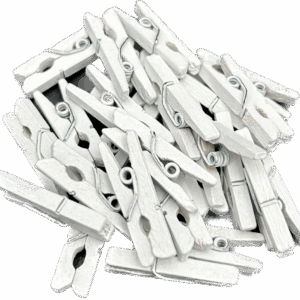 Klamerki spinacze drewniane ozdobne białe mini