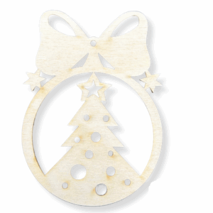 Drewniana bombka z kokardą świąteczna choinka sklejki zawieszka na choinkę