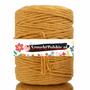 Sznurek bawełniany skręcany MUSZTARDOWY 20m 3mm