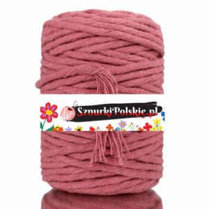 Sznurek bawełniany skręcany BRUDNY RÓŻ 10m 5mm
