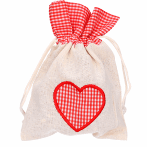 Woreczek jutowy z czerwonym sercem 1szt.