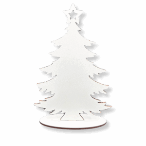 Drewniana BIAŁA choinka świąteczna z gwiazdą drzewko dekoracja stojąca dekor