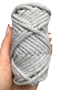 WAS Sznurek bawełniany z rdzeniem SREBRNA NITKA szary 20m 5mm WAS