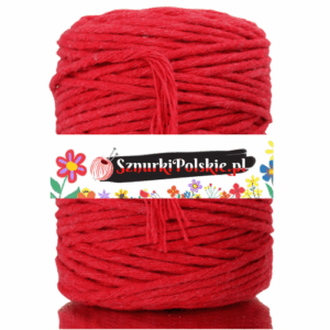 Sznurek bawełniany skręcany CZERWONY 20m 3mm