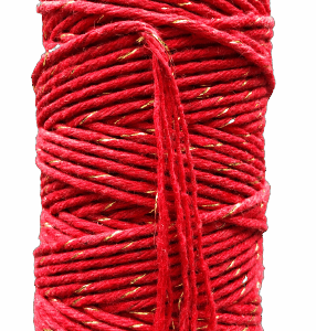 Sznurek bawełniany skręcany ZŁOTA NITKA CZERWONY 60m 2mm