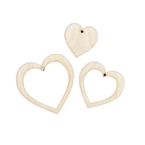Drewniane zawieszki serca serce mini obręcz 3szt