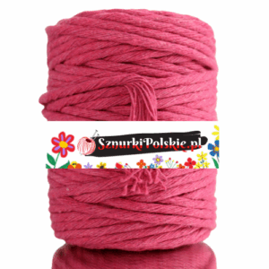 Sznurek bawełniany skręcany MALINOWY 10m 5mm