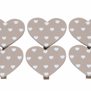 Spinacze serca klamerki serca szare 5cm 6szt