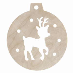 Drewniana bombka świąteczna renifer Rudolf ze sklejki zawieszka na choinkę