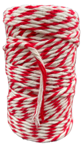 Sznurek bawełniany skręcany CZERWONO-BIAŁY 60m 2mm