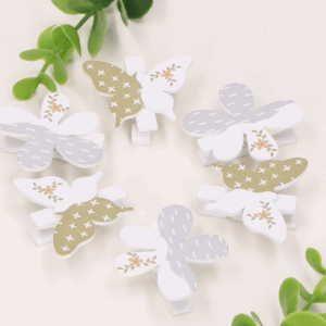 Spinacze kwiatki motylki zielono-szare 6szt