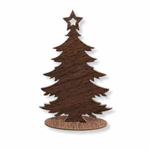 Drewniana WENGE choinka świąteczna z gwiazdą drzewko dekoracja stojąca dekor