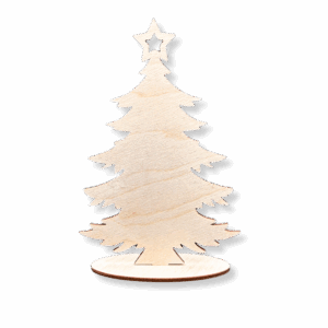 Drewniana choinka świąteczna z gwiazdą drzewko dekoracja stojąca dekor