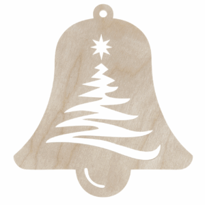 Drewniana zawieszka dzwonek dzwoneczek choinka ze sklejki decoupage dekor