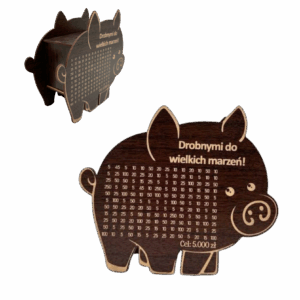 Świnka Skarbonka DROBNYMI DO WIELKICH MARZEŃ kolor WENGE
