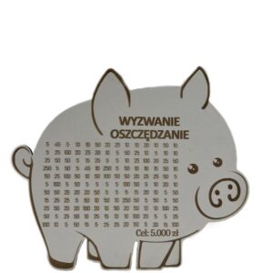 BIAŁA Świnka Skarbonka WYZWANIE OSZCZĘDZANIE