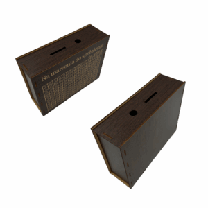 Skarbonka wykreślanka z grawerem TWÓJ NAPIS kolor WENGE