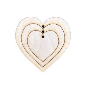 Drewniane zawieszki serca serce mini obręcz 3szt