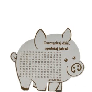 BIAŁA Świnka Skarbonka OSZCZĘDZAJ DZIŚ SPEŁNIAJ JUTRO
