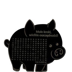 CZARNA Świnka Skarbonka MAŁE KROKI WIELKIE OSZCZĘDNOŚCI