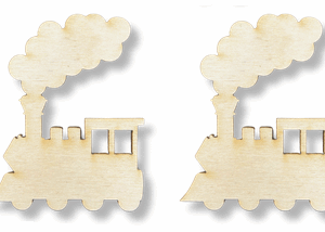 Scrapki drewniane lokomotywa ciuchcia pociąg sklejka decoupage dekor ozdoba 5szt