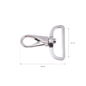 Karabińczyk metalowy 38mm nikiel brelok duży