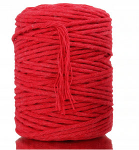 Sznurek bawełniany skręcany CZERWONY 100m 3mm