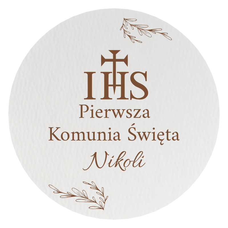 TABLICA POWITALNA KOMUNIJNA DEKORACJA SALI Z IMIENIEM DUŻA 57 CM KOŁO IHS 3 Zakręcone Sznurki TABLICA POWITALNA KOMUNIJNA DEKORACJA SALI Z IMIENIEM DUŻA 57 CM KOŁO IHS