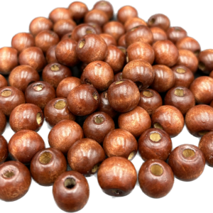 Korale koraliki drewniane brązowe kule naturalne