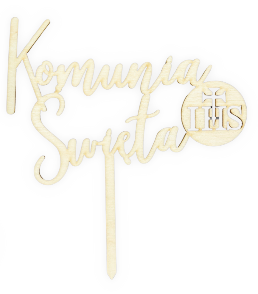 Drewniany topper Komunia Święta na komunię komunijny decoupage dekor 1szt 1 Zakręcone Sznurki Drewniany topper Komunia Święta na komunię komunijny decoupage dekor 1szt