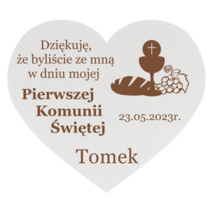 PODZIĘKOWANIE DLA GOŚCI MAGNES SERCE PIERWSZA KOMUNIA PERSONALIZOWANE IMIĘ