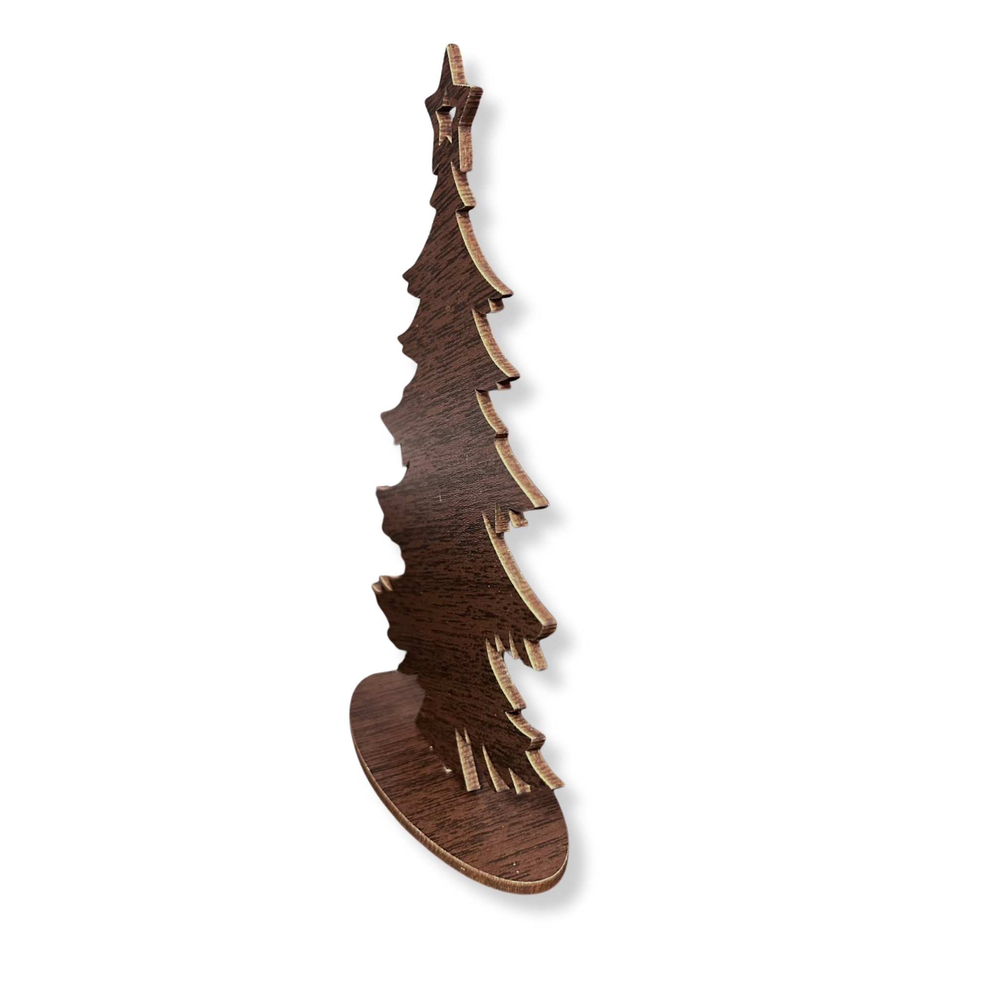 Drewniana WENGE choinka świąteczna z gwiazdą drzewko dekoracja stojąca dekor 2 Zakręcone Sznurki Drewniana WENGE choinka świąteczna z gwiazdą drzewko dekoracja stojąca dekor