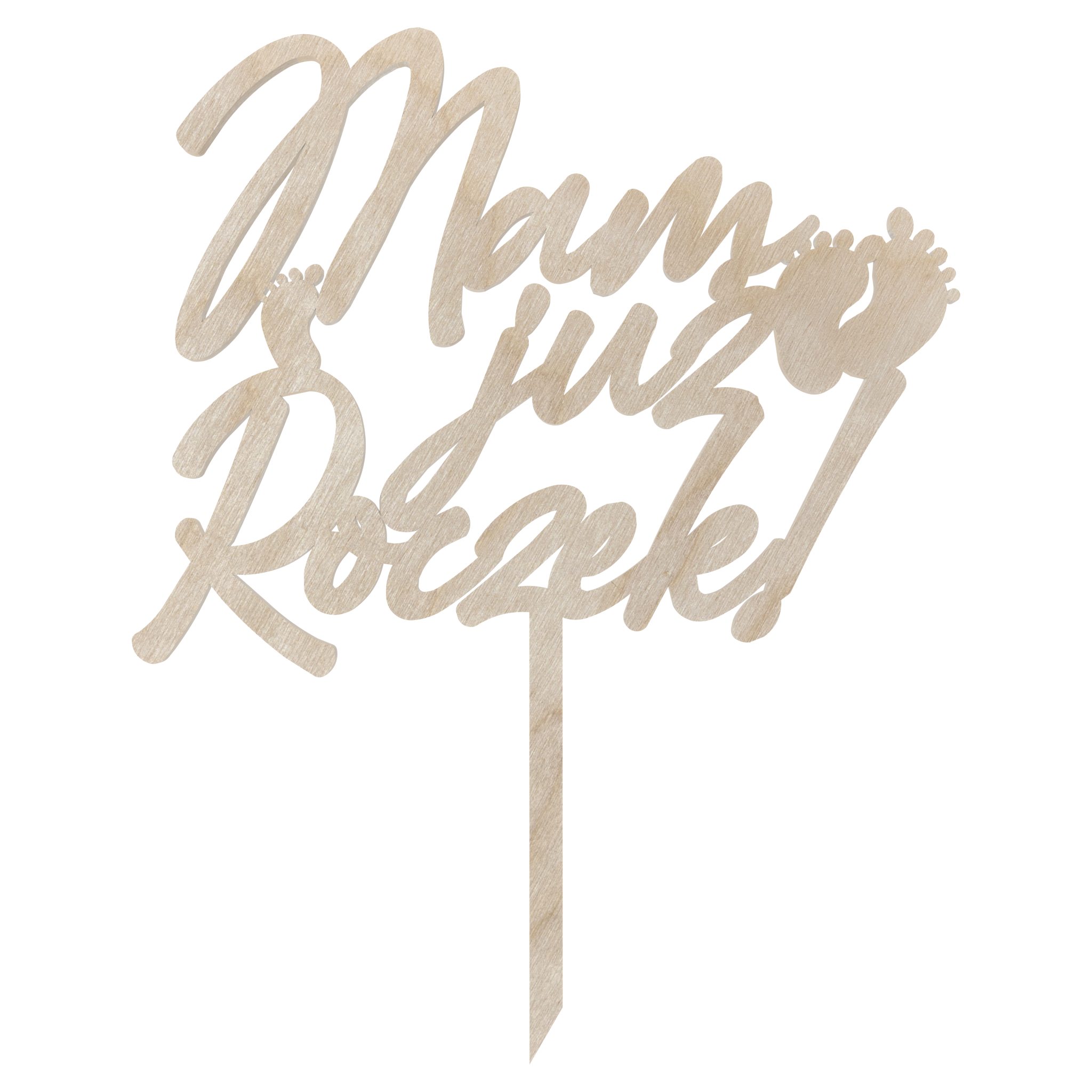 Drewniany topper Mam już roczek stópki dla dziecka decoupage dekor 1 Zakręcone Sznurki Drewniany topper Mam już roczek stópki dla dziecka decoupage dekor