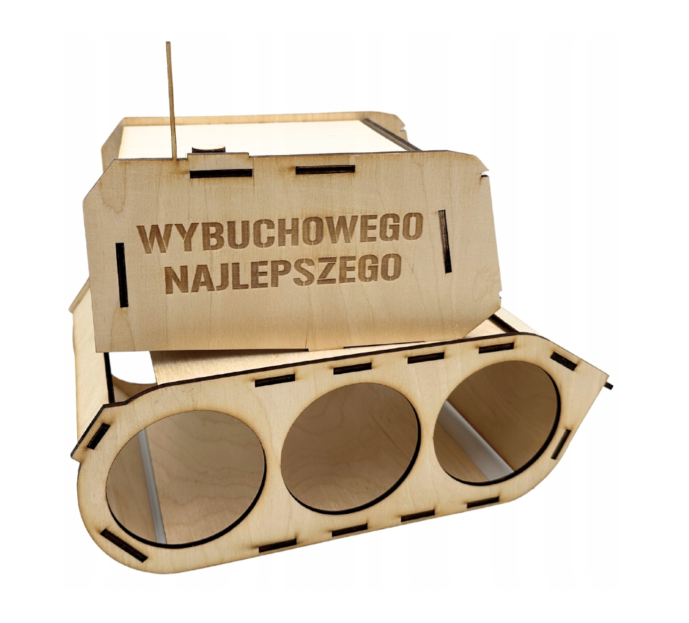 Drewniany CZOŁG na piwo ze sklejki prezent na urodziny zabawny śmieszny upominek zestaw wybuchowy dekor 2 Zakręcone Sznurki Drewniany CZOŁG na piwo ze sklejki prezent na urodziny zabawny śmieszny upominek zestaw wybuchowy dekor