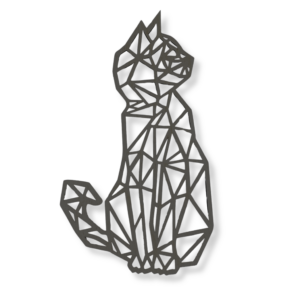 Dekoracja ścienna obraz ażurowy CZARNY GEOMETRYCZNY KOT 2 KOTEK 3D 26cm