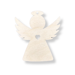 Drewniana zawieszka anioł aniołek z aureolką 10cm serduszko na choinkę deko decoupage ze sklejki