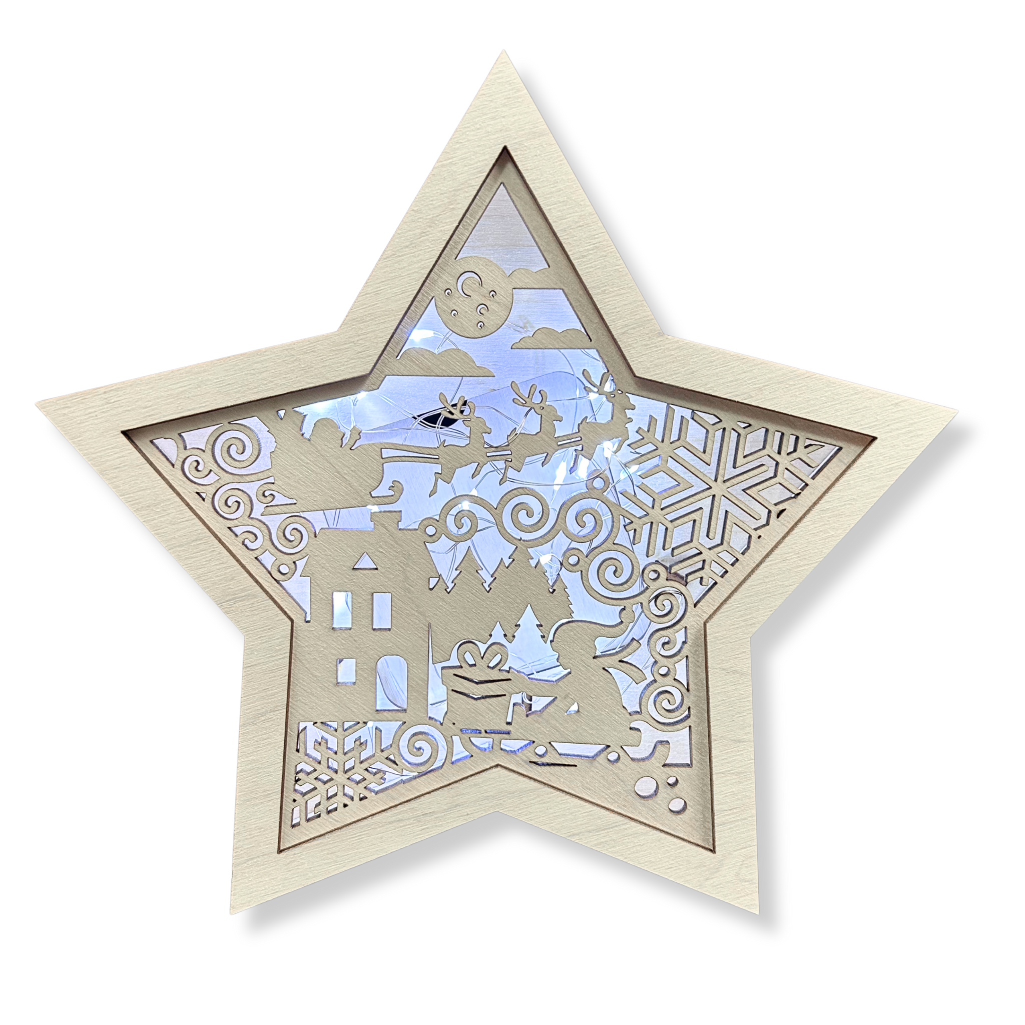 LAMPION Drewniana Gwiazdka ŚWIĄTECZNA Sanki ŚWIĘTA Boże Narodzenie Ozdoba Dekor BEZ LAMPEK 5 Zakręcone Sznurki LAMPION Drewniana Gwiazdka ŚWIĄTECZNA Sanki ŚWIĘTA Boże Narodzenie Ozdoba Dekor BEZ LAMPEK