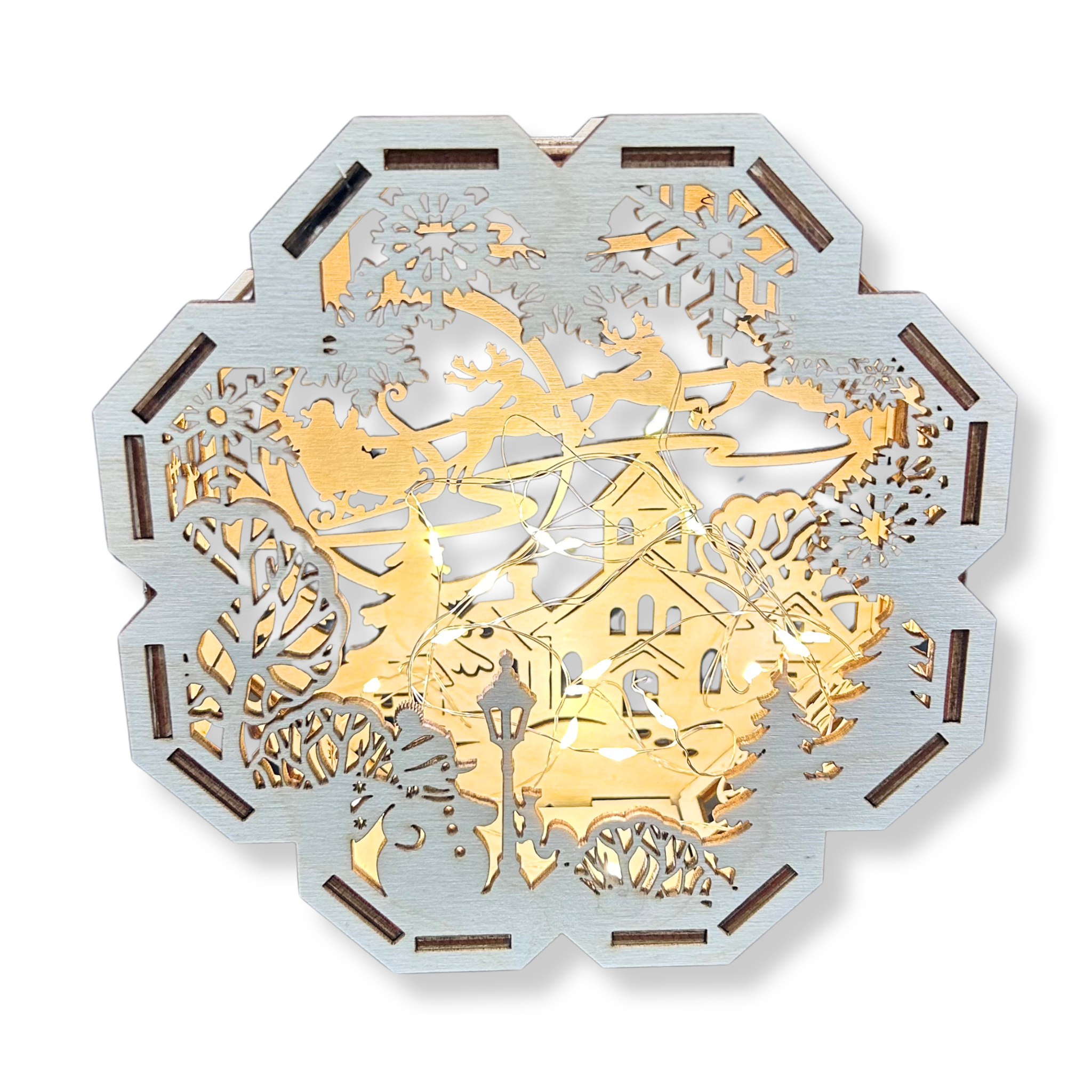 LAMPION Drewniany Sześcian ŚWIĄTECZNY Mikołaj ŚWIĘTA Boże Narodzenie Ozdoba Dekor BEZ LAMPEK 4 Zakręcone Sznurki LAMPION Drewniany Sześcian ŚWIĄTECZNY Mikołaj ŚWIĘTA Boże Narodzenie Ozdoba Dekor BEZ LAMPEK
