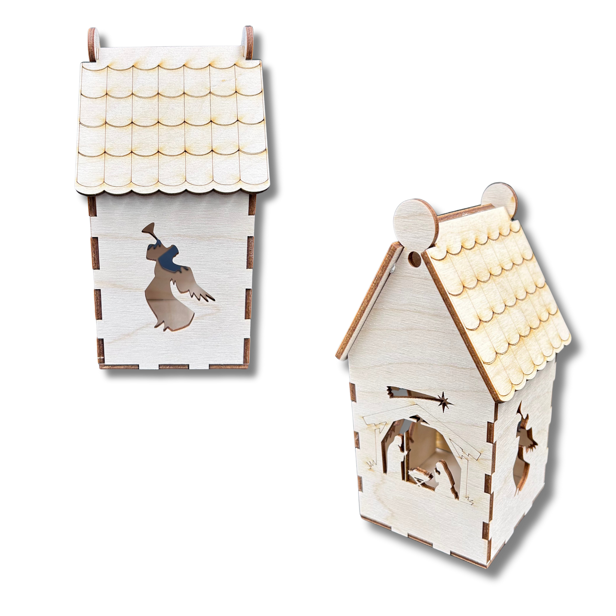 Drewniany domek lampion Stajenka Aniołki latarenka ze sklejki 3D ozdoba decoupage dekor święta Boże Narodzenie 2 Zakręcone Sznurki Drewniany domek lampion Stajenka Aniołki latarenka ze sklejki 3D ozdoba decoupage dekor święta Boże Narodzenie