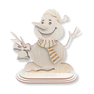 Drewniany Bałwan Bałwanek składany 3D dekoracja stojąca dekor decoupage