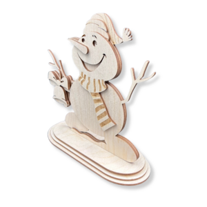 Drewniany Bałwan Bałwanek składany 3D dekoracja stojąca dekor decoupage