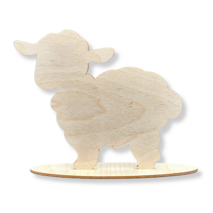 Drewniany baranek owca na podstawce 20 CM decoupage ze sklejki dekor wielkanoc