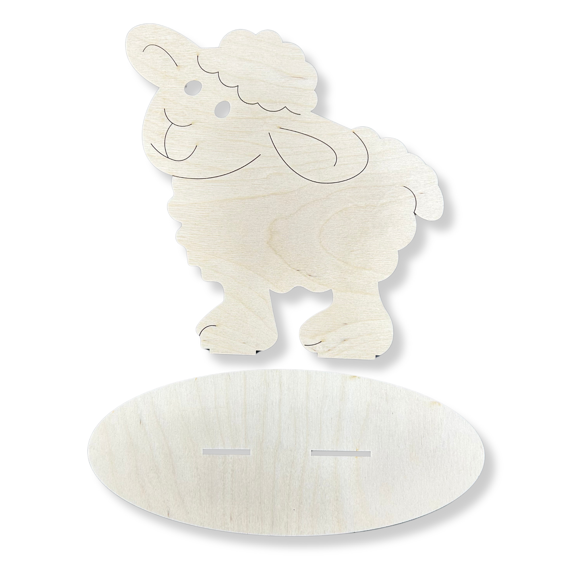 Drewniany grawerowany baranek owca 10 CM na podstawce decoupage ze sklejki dekor wielkanoc 2 Zakręcone Sznurki Drewniany grawerowany baranek owca 10 CM na podstawce decoupage ze sklejki dekor wielkanoc