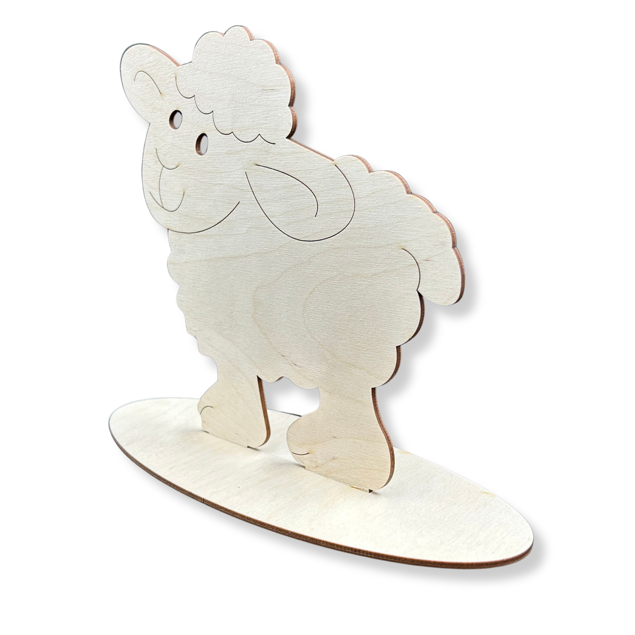 Drewniany grawerowany baranek owca 10 CM na podstawce decoupage ze sklejki dekor wielkanoc 3 Zakręcone Sznurki Drewniany grawerowany baranek owca 10 CM na podstawce decoupage ze sklejki dekor wielkanoc