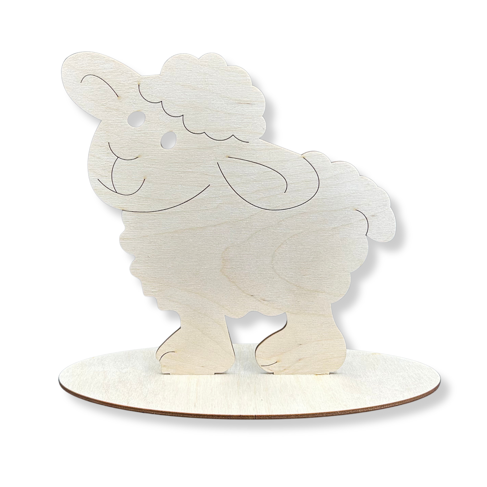 Drewniany grawerowany baranek owca 20 CM na podstawce decoupage ze sklejki dekor wielkanoc 1 Zakręcone Sznurki Drewniany grawerowany baranek owca 20 CM na podstawce decoupage ze sklejki dekor wielkanoc