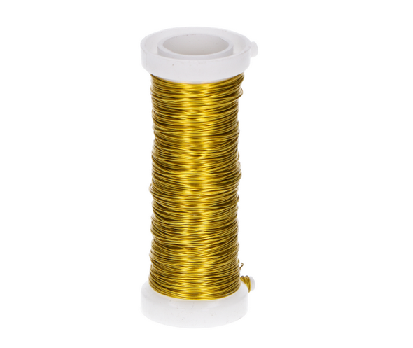 Drucik florystyczny drut złoty wyrobowy 0.3mm 25m 1 Zakręcone Sznurki Drucik florystyczny drut złoty wyrobowy 0.3mm 25m